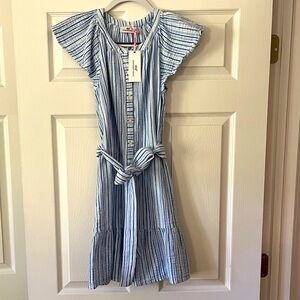 NWT Vineyard Vines Striped Double Gauze Shirt Dress Size S Tide Blue